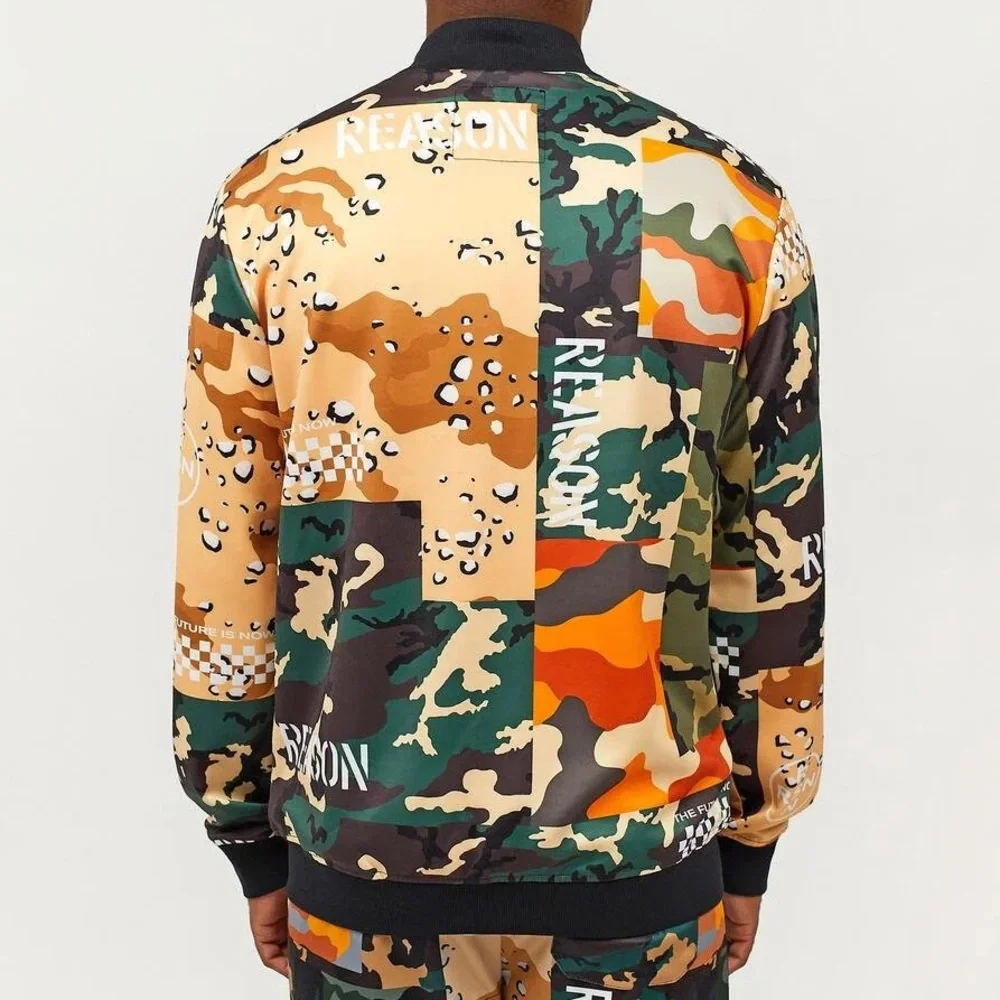 •In the Mix• Camo Patchwork Track Jacket | Streetwear Zip-Up | Edgy Urban Style